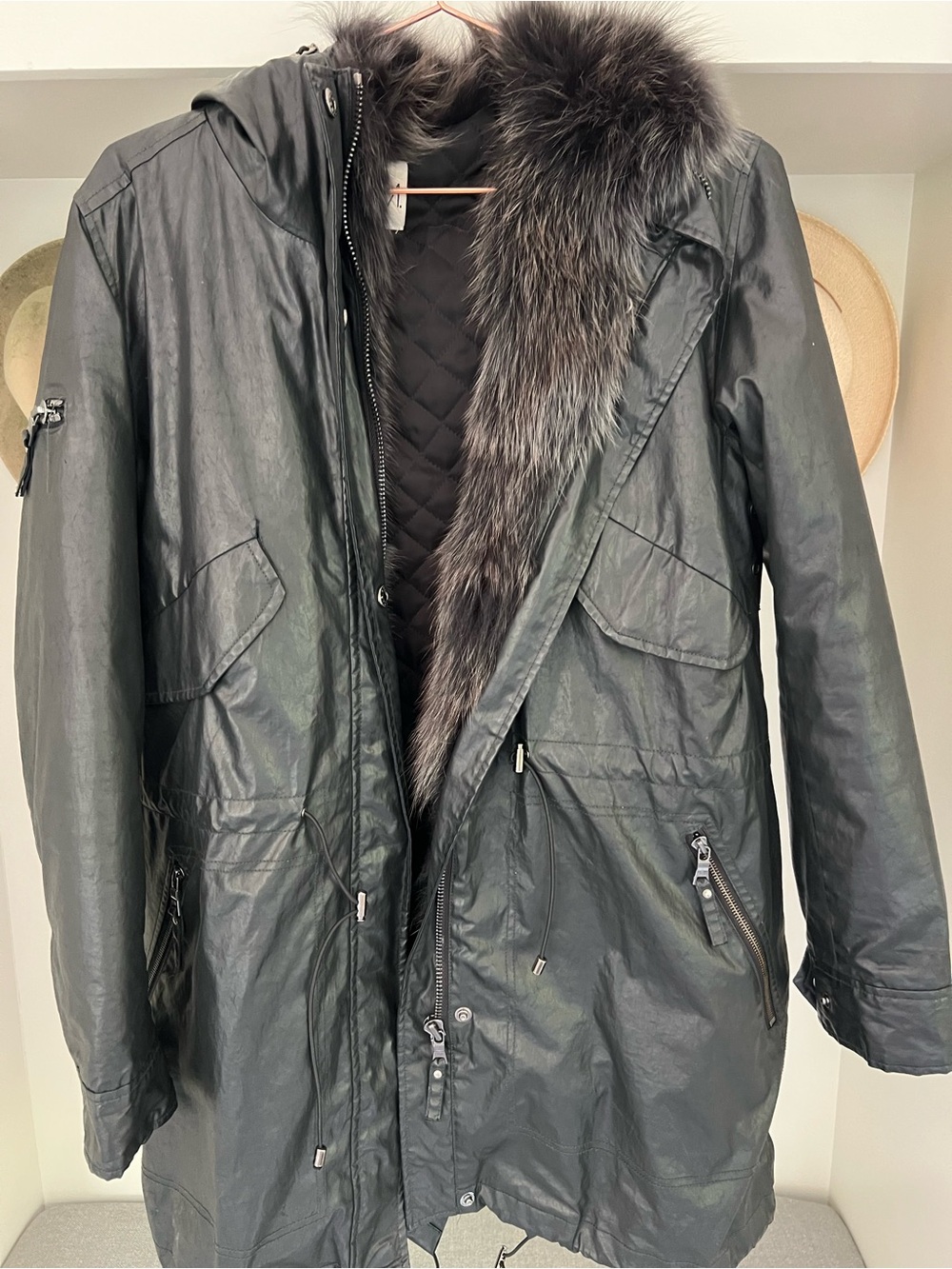 SAM. Women's Black Fur Lined Parka with Hood